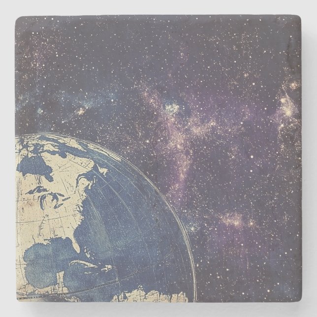 Vintage Celestial World Map (1) Stone Coaster (Front)