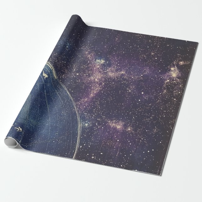 Vintage Celestial World Map (1) Wrapping Paper (Unrolled)