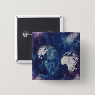 Vintage Celestial World Map (2) 15 Cm Square Badge