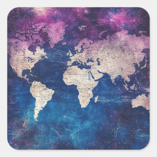 Vintage Celestial World Map (4) Square Sticker