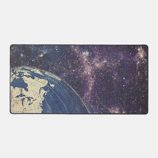Vintage Celestial World Map Desk Mat (Front)