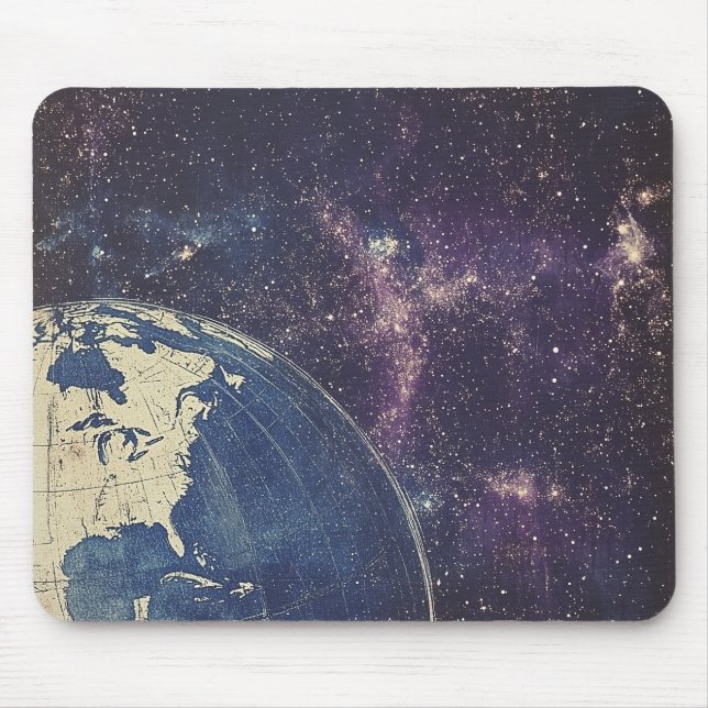 Vintage Celestial World Map Mouse Pad (Front)