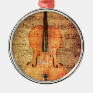 Vintage Cello Metal Ornament