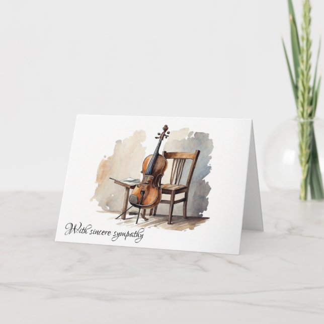 Vintage Cello with Chair Sympathy Card (Front)