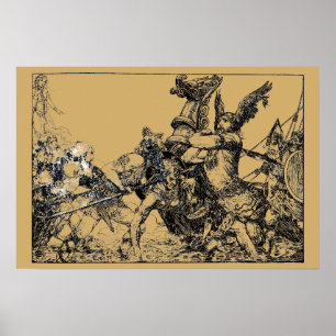Vintage Celtic and Viking Warriors by Willy Pogany Poster