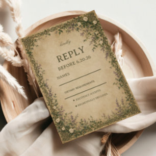 Vintage Celtic Botanical RSVP Card
