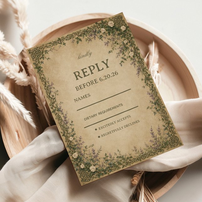 Vintage Celtic Botanical RSVP Card (Creator Uploaded)