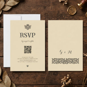 Vintage Celtic Knot Medieval Crest QR RSVP Card
