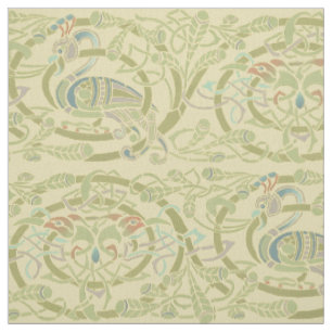 Vintage Celtic Knot Peacock Birds Pattern Frieze Fabric