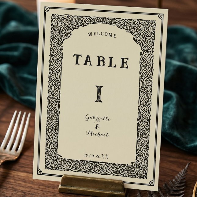 Vintage Celtic Mediaeval Fantasy Wedding Table Number (Creator Uploaded)