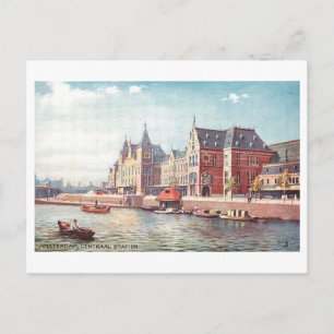 Vintage Central Railway Station, Amsterdam Postcard