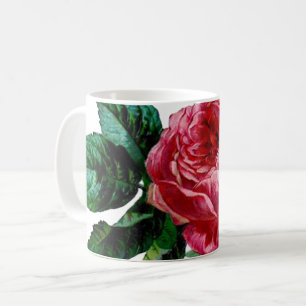 Vintage cerise coloured pretty rose decorative coffee mug