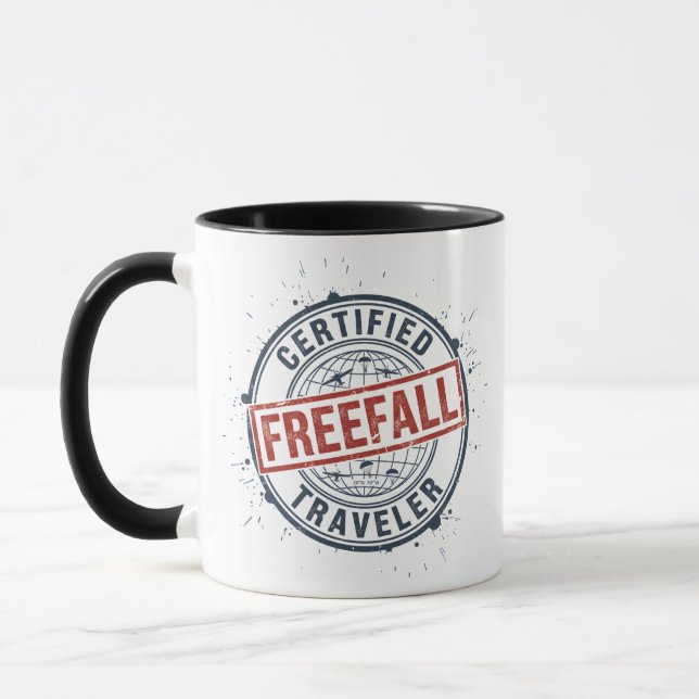 Vintage Certified Freefall Traveller Grunge Stamp Mug (Left)