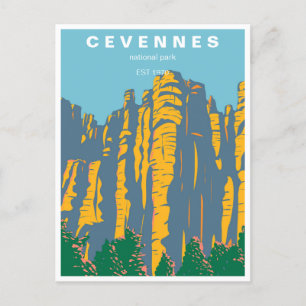 vintage cevennes national park france postcard