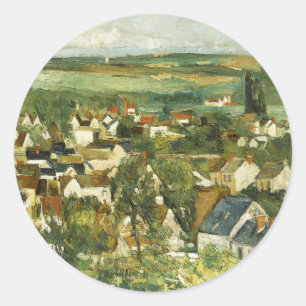 Vintage Cezanne Panoramic view of Auvers-sur-Oise Classic Round Sticker