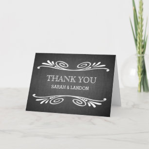 Vintage Chalk board Black board Swirl Thank You Card