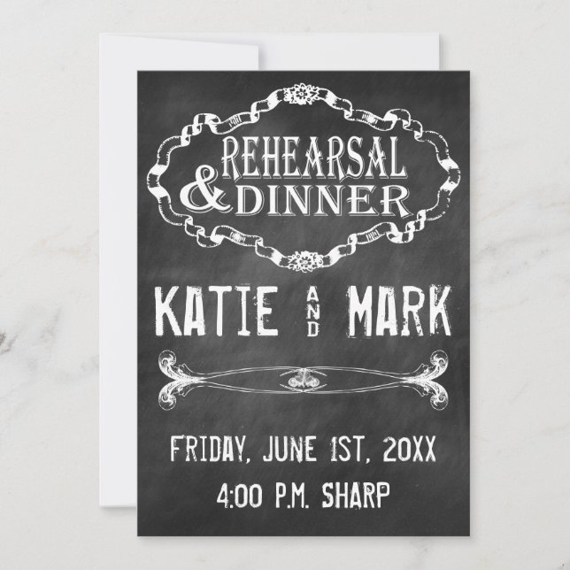 Vintage Chalk Rehearsal Invitation (Front)