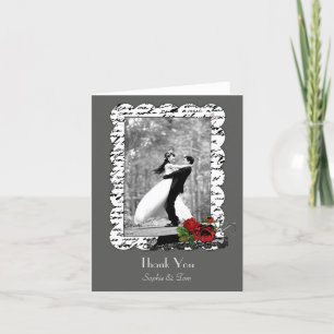 Vintage Chalkboard and Roses Wedding Thank You Card