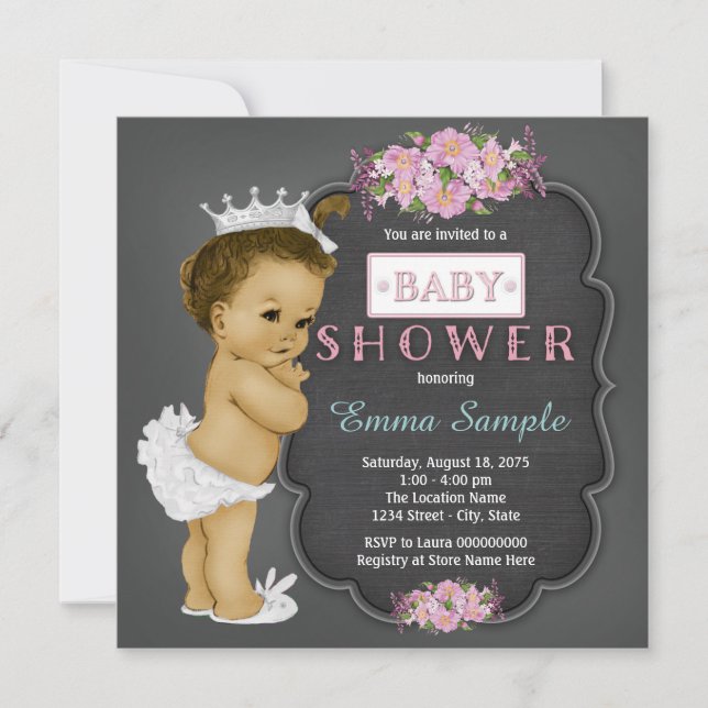 Vintage Chalkboard Baby Shower Invitation (Front)