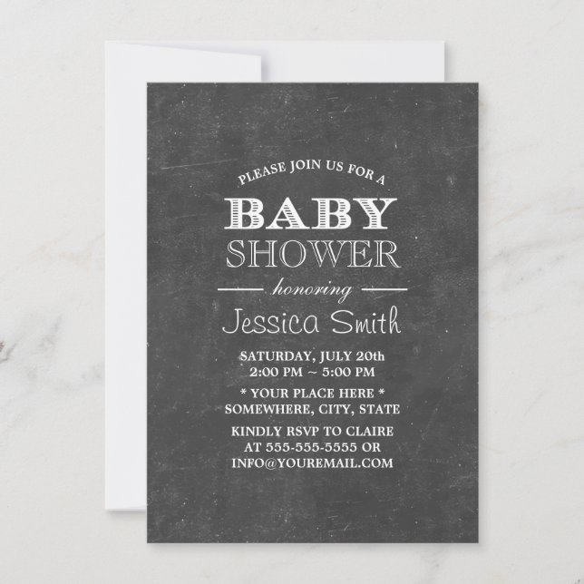 Vintage Chalkboard Baby Shower Invitation (Front)