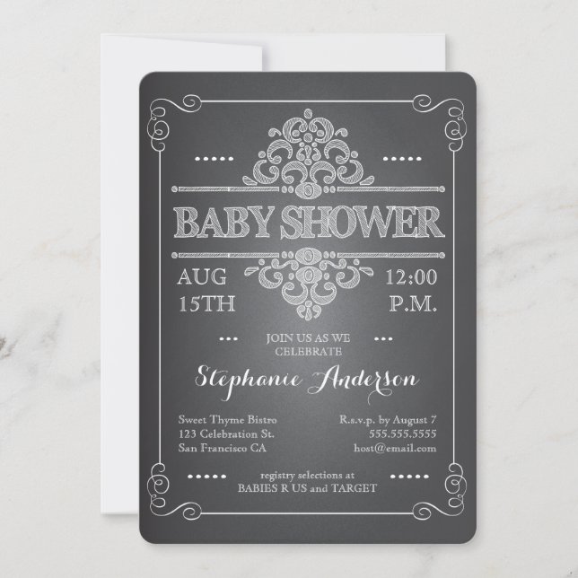 Vintage Chalkboard Baby Shower Neutral Invitation (Front)