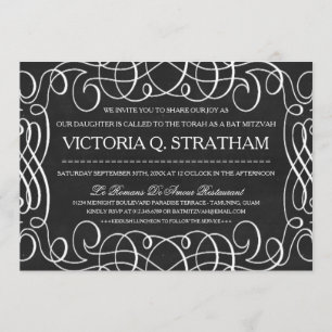 Vintage Chalkboard Bat Mitzvah Invites