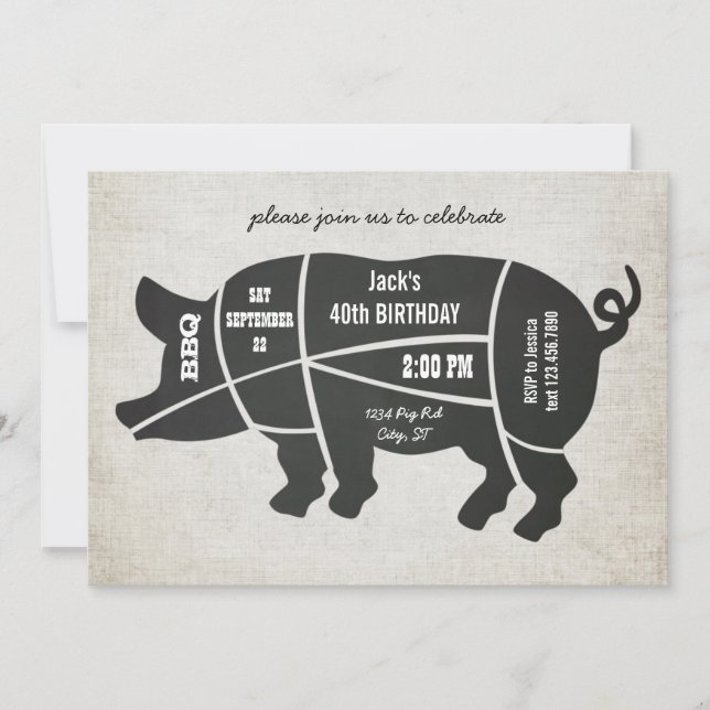 Vintage Chalkboard Birthday BBQ Invitation (Front)