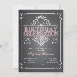 Vintage Chalkboard Birthday Invitation