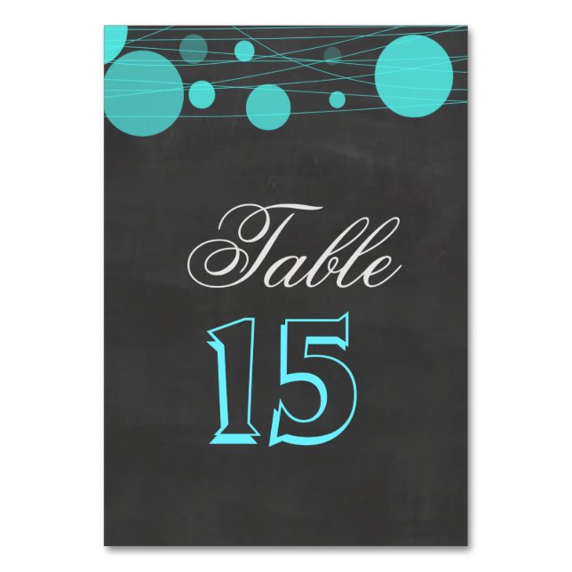 Vintage Chalkboard Blue Lantern Wedding Table Number (Back)