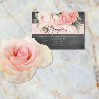 Vintage Chalkboard Boho Floral Wedding Reception Enclosure Card