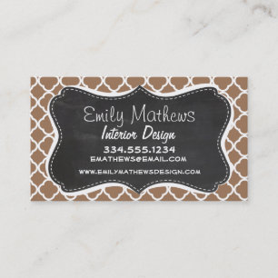 Vintage Chalkboard Chamoisee Quatrefoil Business Card