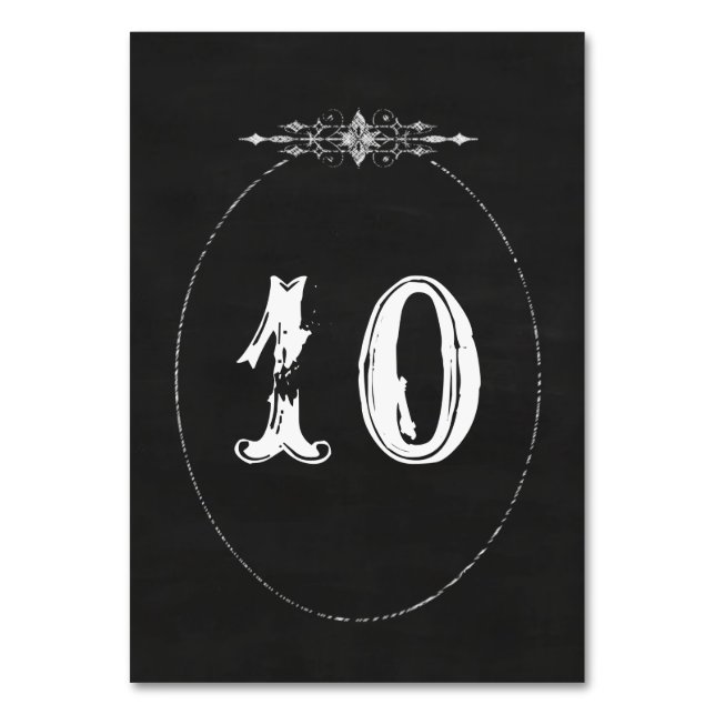 Vintage Chalkboard Chic Border Wedding Table Number (Front)