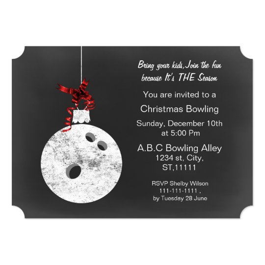 Vintage Chalkboard Christmas Bowling Invitations