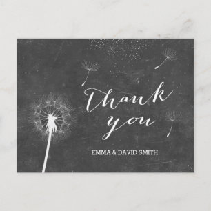 Vintage Chalkboard Dandelion Blowing Thank You Postcard