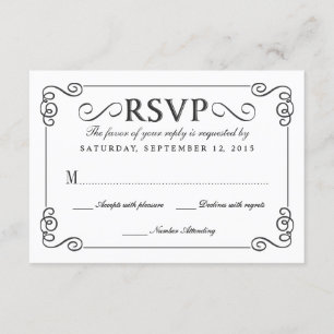 Vintage Chalkboard Elegant Wedding RSVP Card