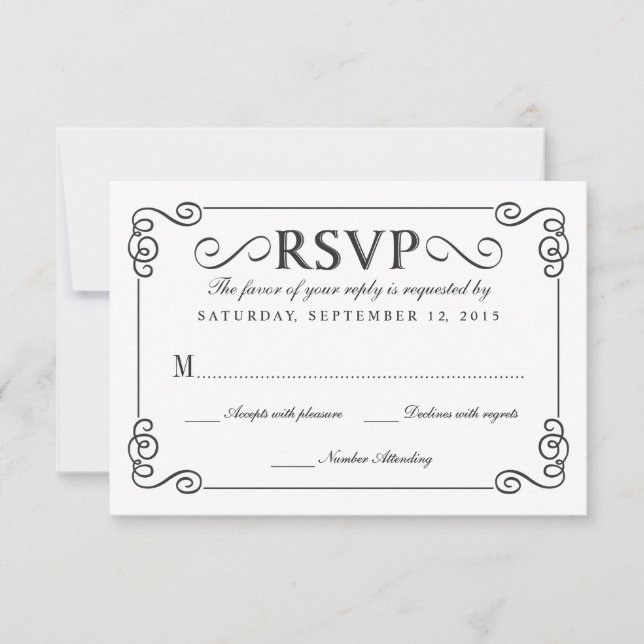 Vintage Chalkboard Elegant Wedding RSVP Card (Front)