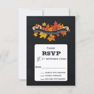 Vintage Chalkboard fall wedding rsvp Card