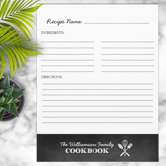 Vintage Chalkboard Family Cookbook Binder Insert (Creator Uploaded)