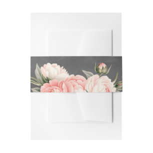 Vintage Chalkboard Floral Wedding Invitation Belly Band