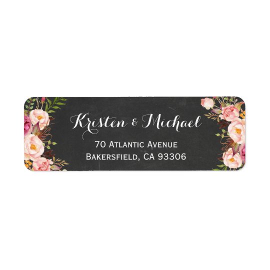 Vintage Chalkboard Floral Wrapping Return Address Label