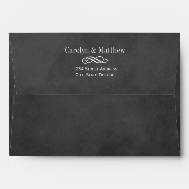 Vintage Chalkboard Flourish Wedding Envelopes (Back (Top Flap))