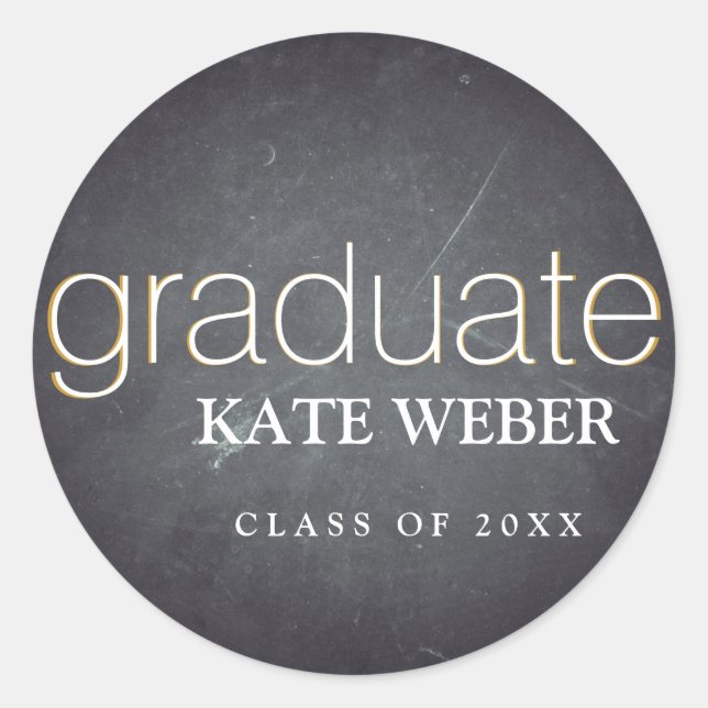 Vintage Chalkboard Graduation Classic Round Sticker (Front)