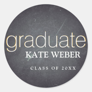 Vintage Chalkboard Graduation Classic Round Sticker
