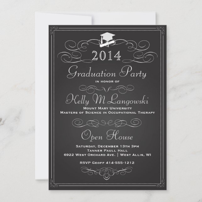 Vintage Chalkboard Graduation Invitation (Front)