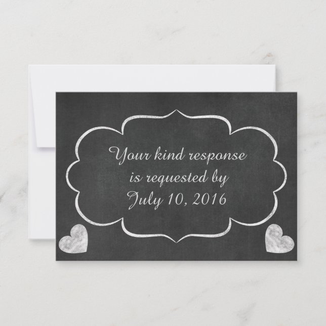 Vintage Chalkboard Heart Wedding RSVP (Front)