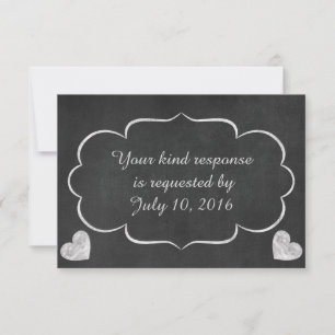 Vintage Chalkboard Heart Wedding RSVP Card