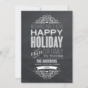 VINTAGE CHALKBOARD   HOLIDAY FLAT CARD