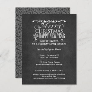 Vintage Chalkboard Holiday Open House Invitation