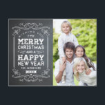 Vintage Chalkboard Holiday Photo Card Postcard<br><div class="desc">Celebrate the season with this modern and stylish holiday postcard from Berry Berry Sweet.</div>