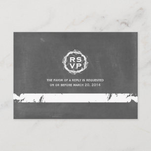 Vintage Chalkboard Inspired Wedding RSVP Card
